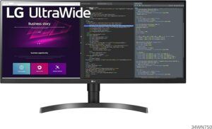 适合在家工作的最佳超宽显示器 LG 34WN750 超宽 QHD IPS 显示器
