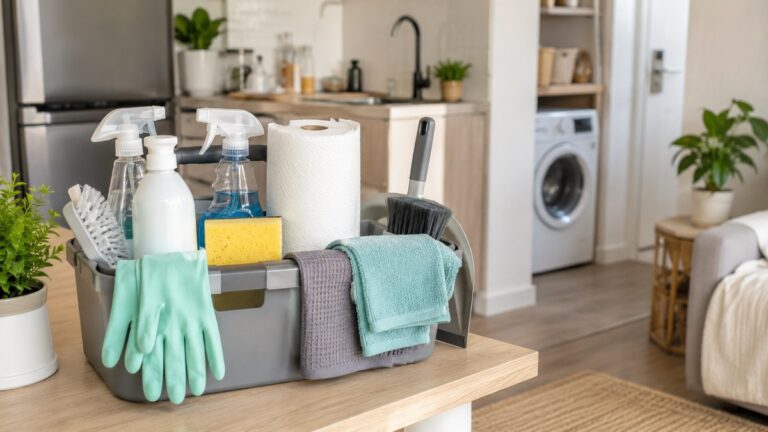 Small apartment cleaning supplies checklist for renters