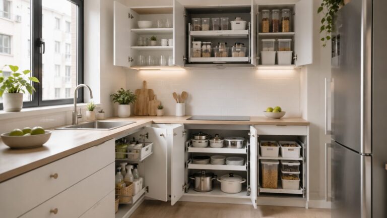 small apartment kitchen cabinet organization ideas