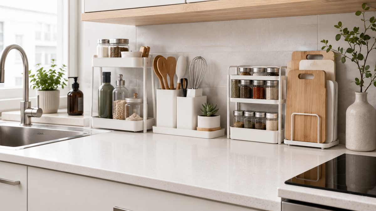 small apartment kitchen counter organization ideas
